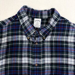 Brooks Brothers Regent Flannel Shirt Mens‎ XL Green Blue Red Plaid Button Down